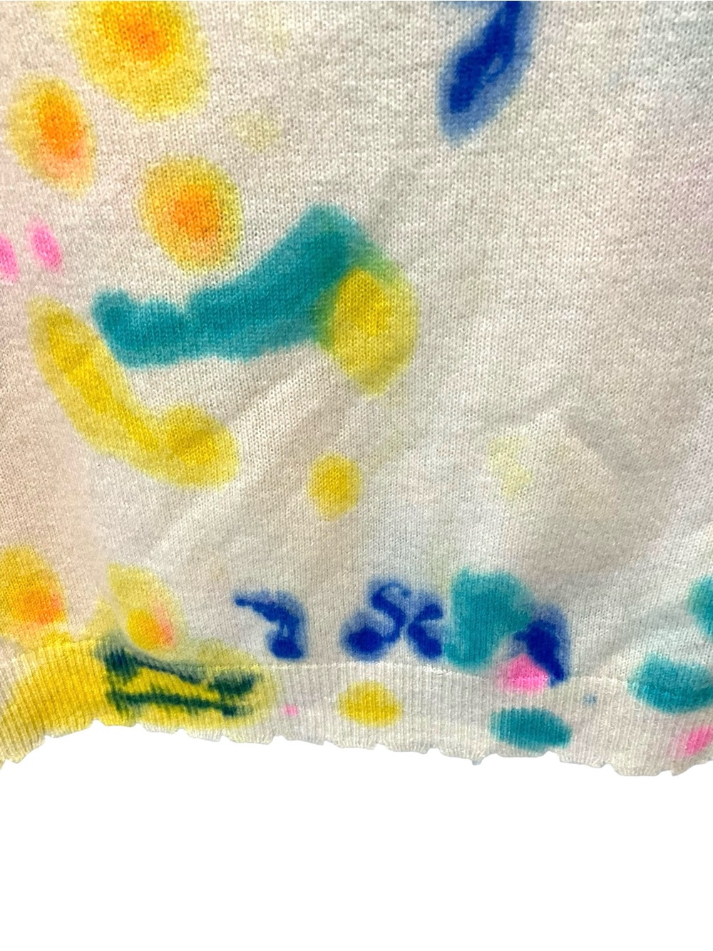 Minnie Rose 100% Cashmere Tie Dye Sweater Scalloped V Neck Size L - Picture 5 of 8